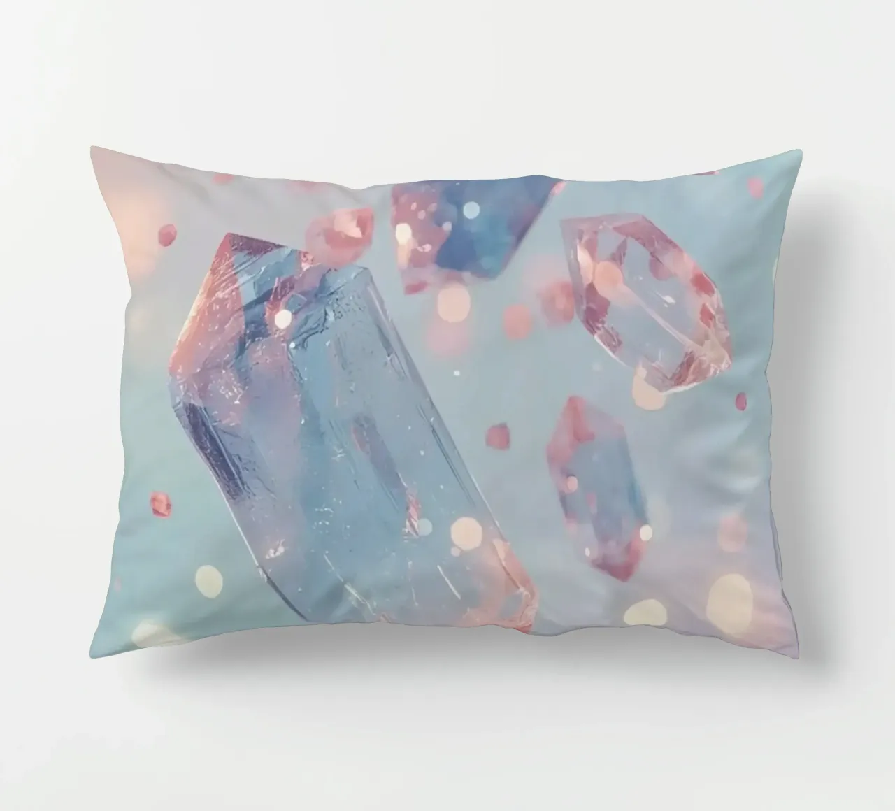 Floating crystals with bokeh background decorative cushion by DesignDoodle