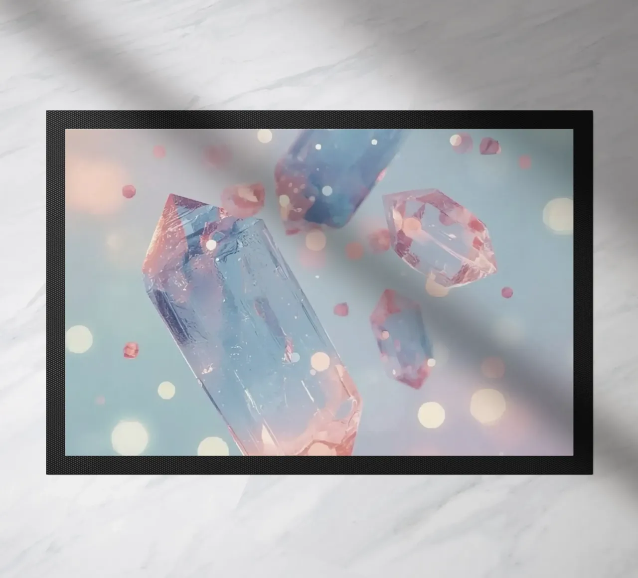 Cristalli galleggianti con sfondo bokeh zerbino da DesignDoodle