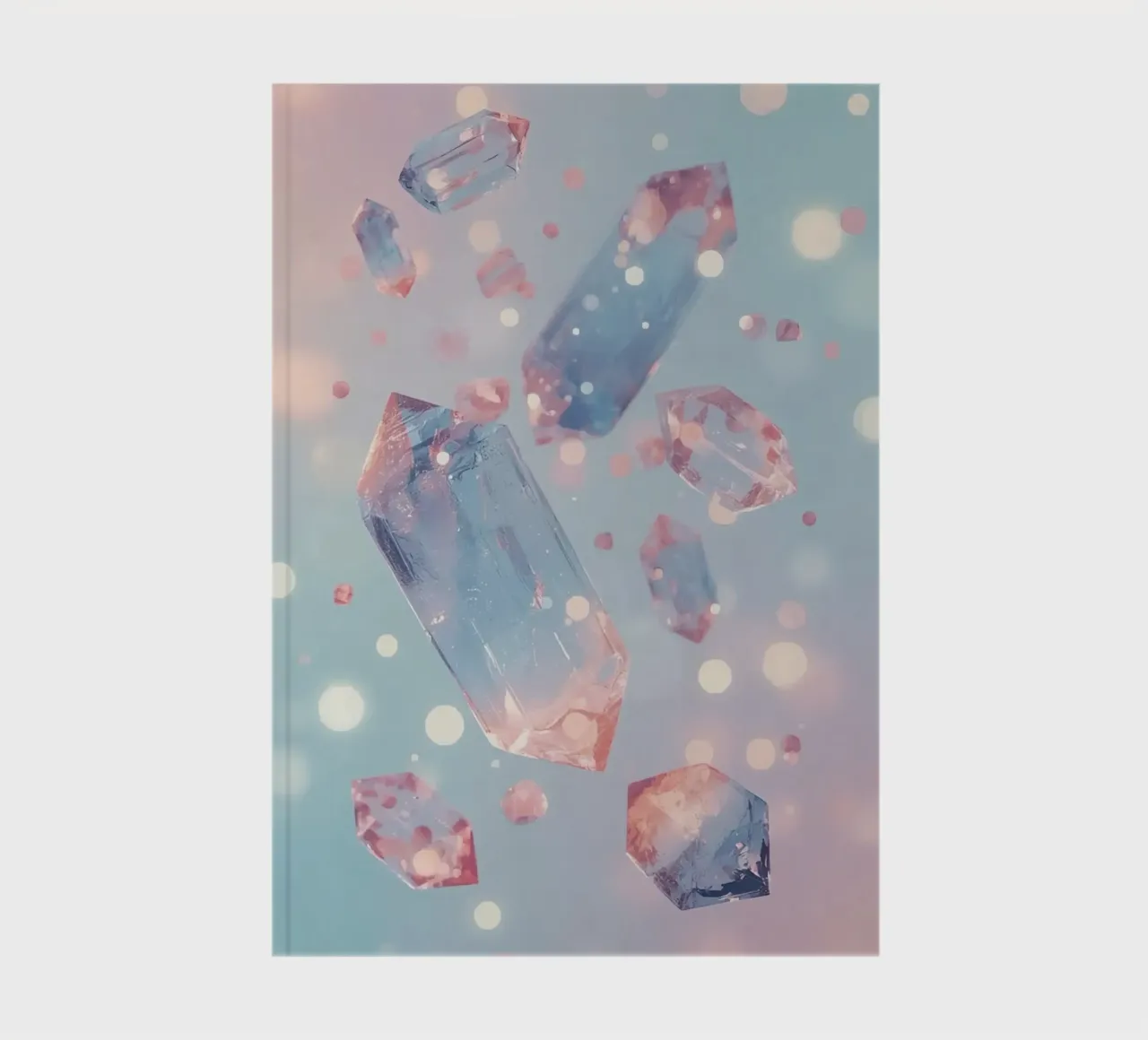 Floating crystals with bokeh background notebook by DesignDoodle