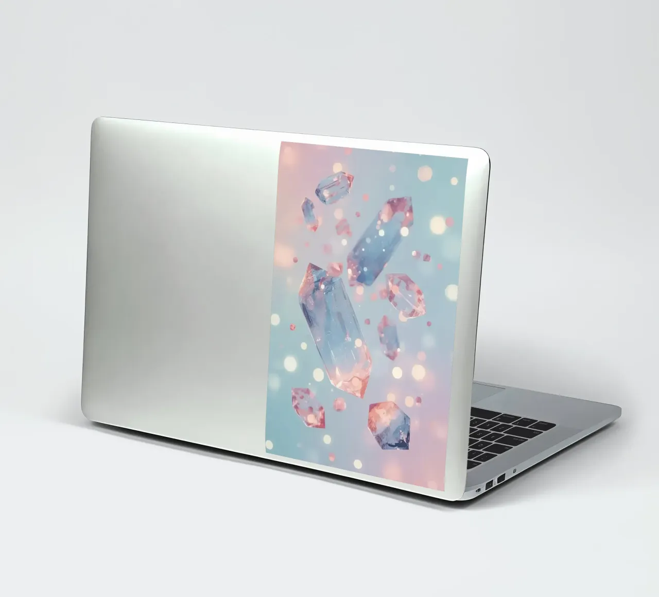 Floating crystals with bokeh background sticker by DesignDoodle