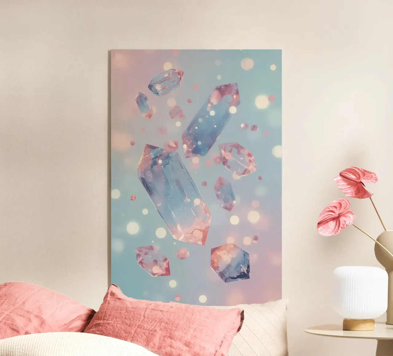 Cristalli galleggianti con sfondo bokeh plexiglass da DesignDoodle