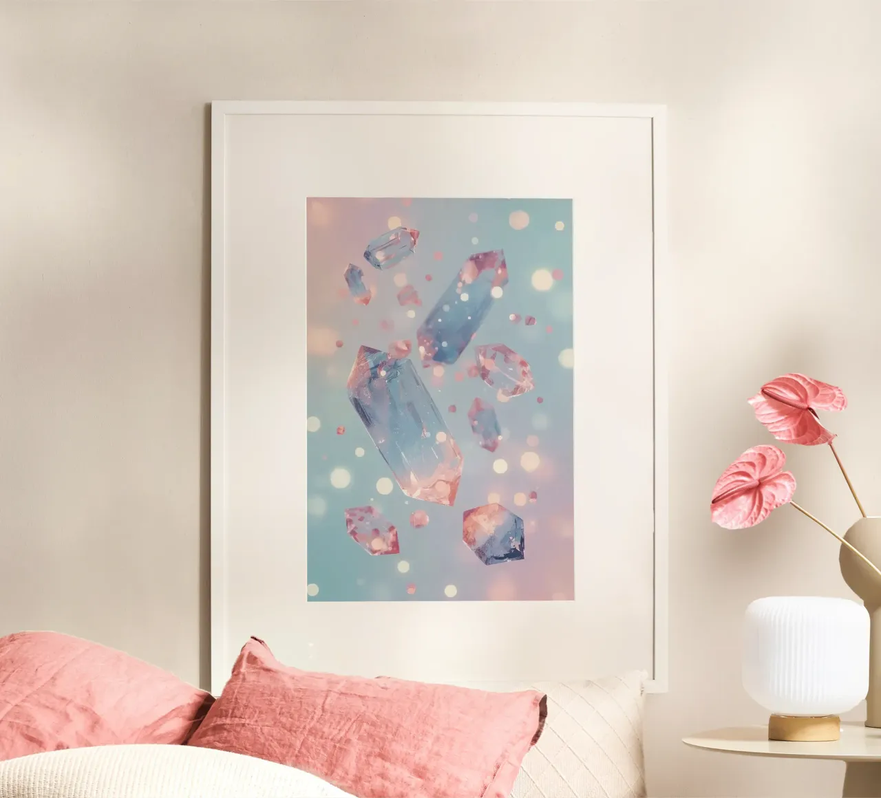Floating crystals with bokeh background hahnemühle by DesignDoodle