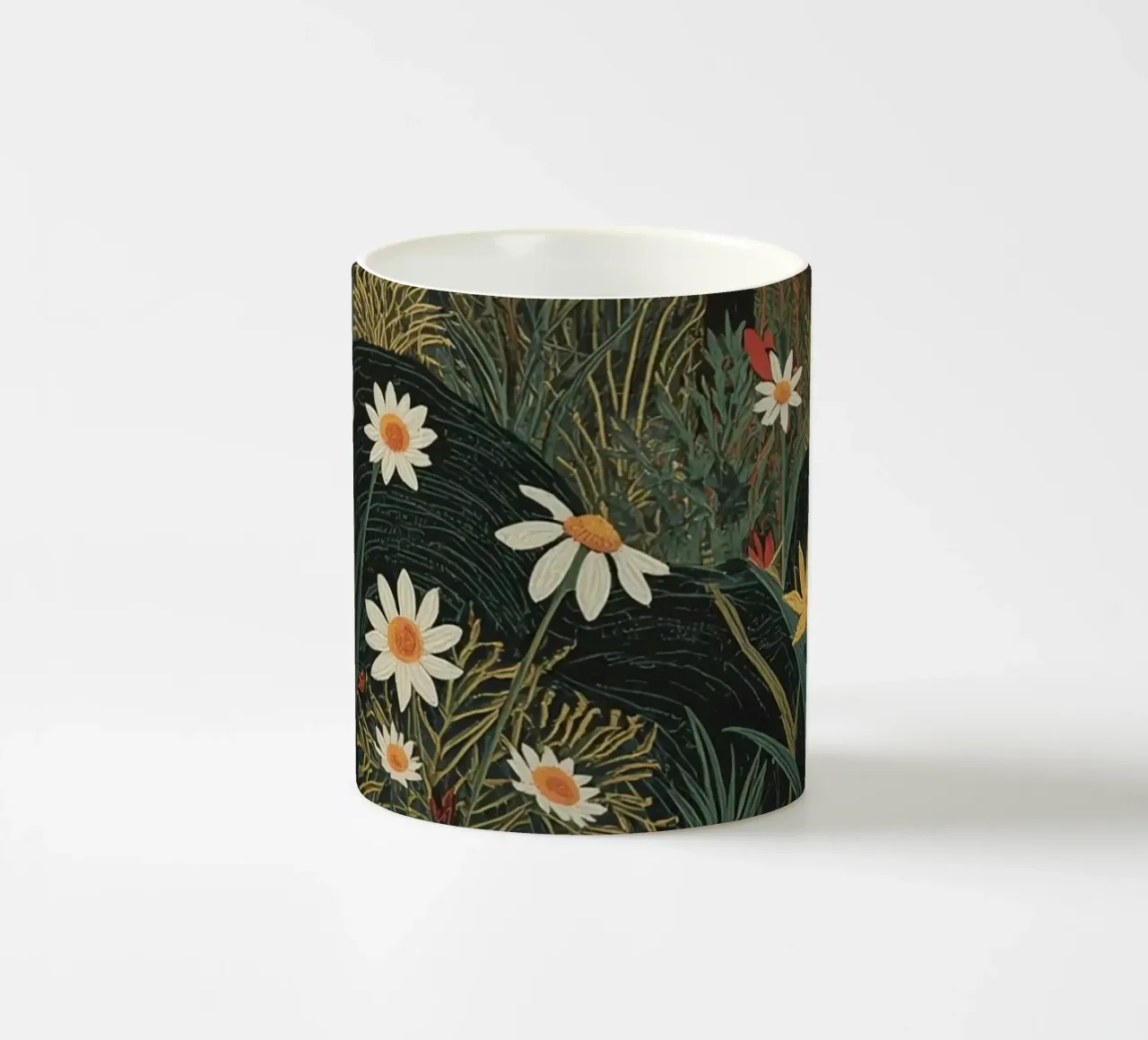 Scena di foresta con alberi, luna e fiori tazza in ceramica da DesignDoodle