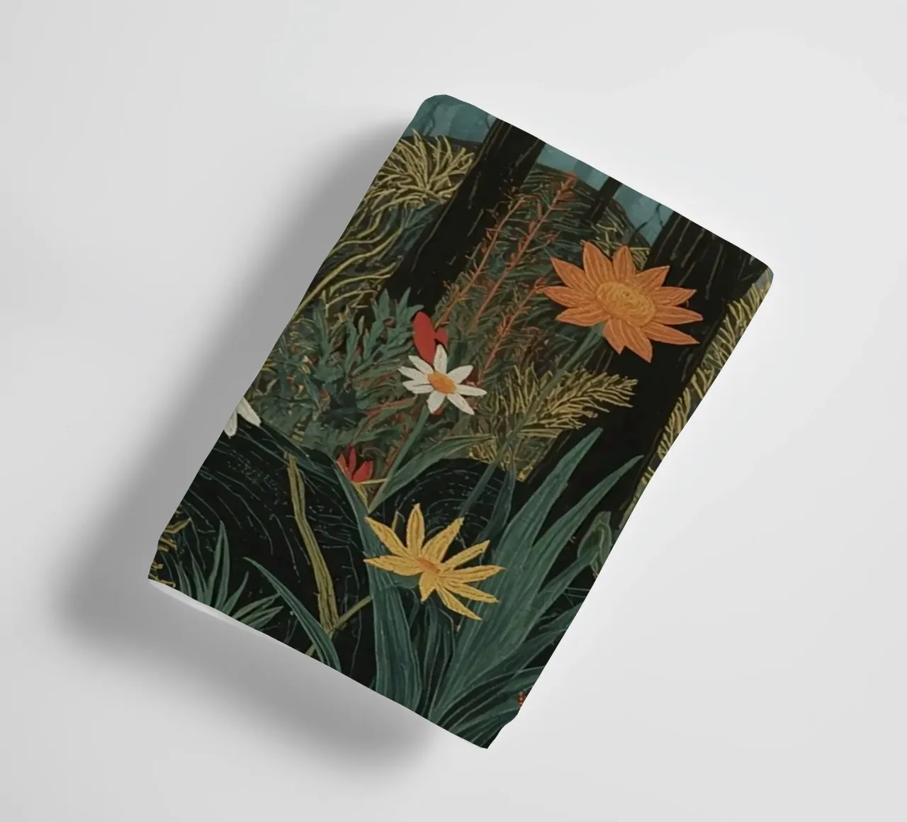 Scena di foresta con alberi, luna e fiori asciugamano da bagno da DesignDoodle