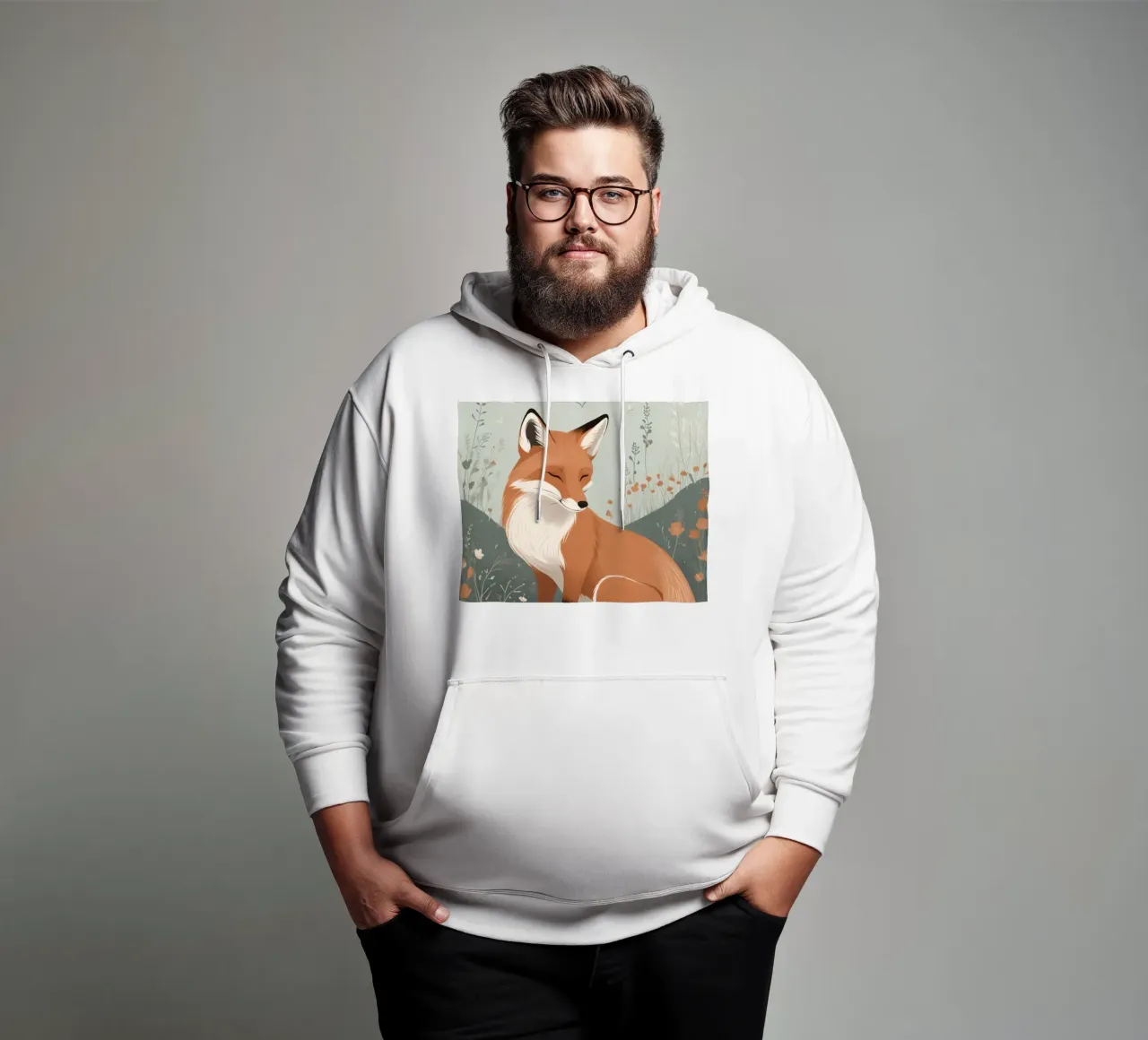 Volpe addormentata in un campo di fiori selvatici felpa con cappuccio da DesignDoodle