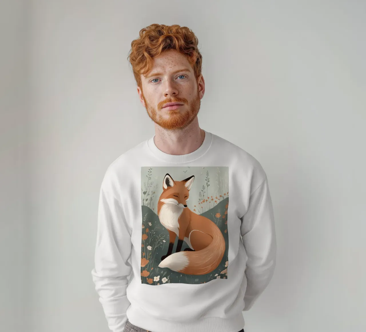 Volpe addormentata in un campo di fiori selvatici felpa da DesignDoodle