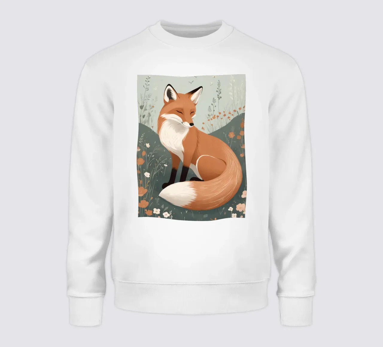 Volpe addormentata in un campo di fiori selvatici felpa da DesignDoodle