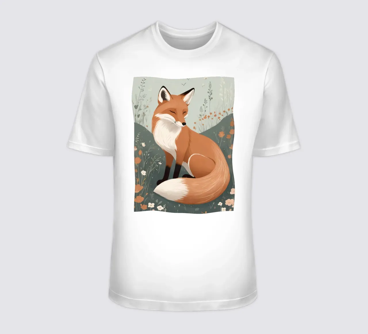 Volpe addormentata in un campo di fiori selvatici t-shirt da DesignDoodle