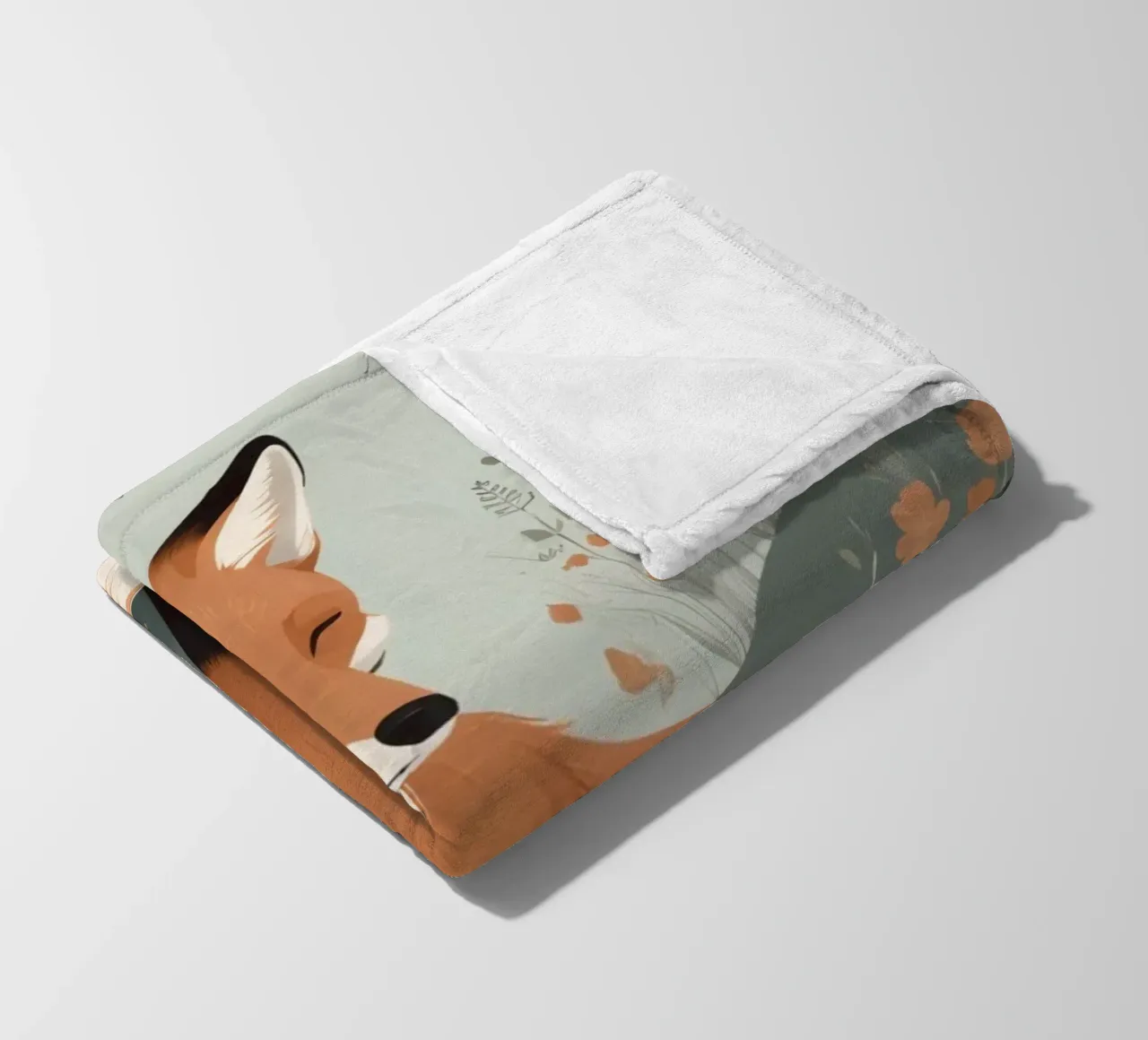 Volpe addormentata in un campo di fiori selvatici coperta in pile da DesignDoodle