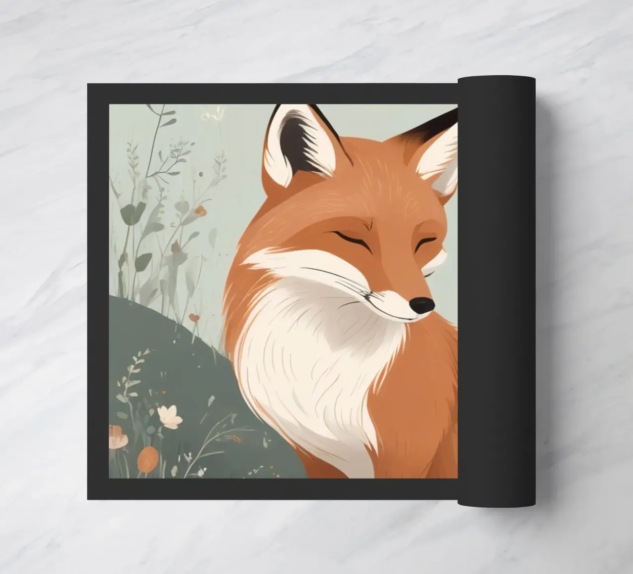 Volpe addormentata in un campo di fiori selvatici zerbino da DesignDoodle