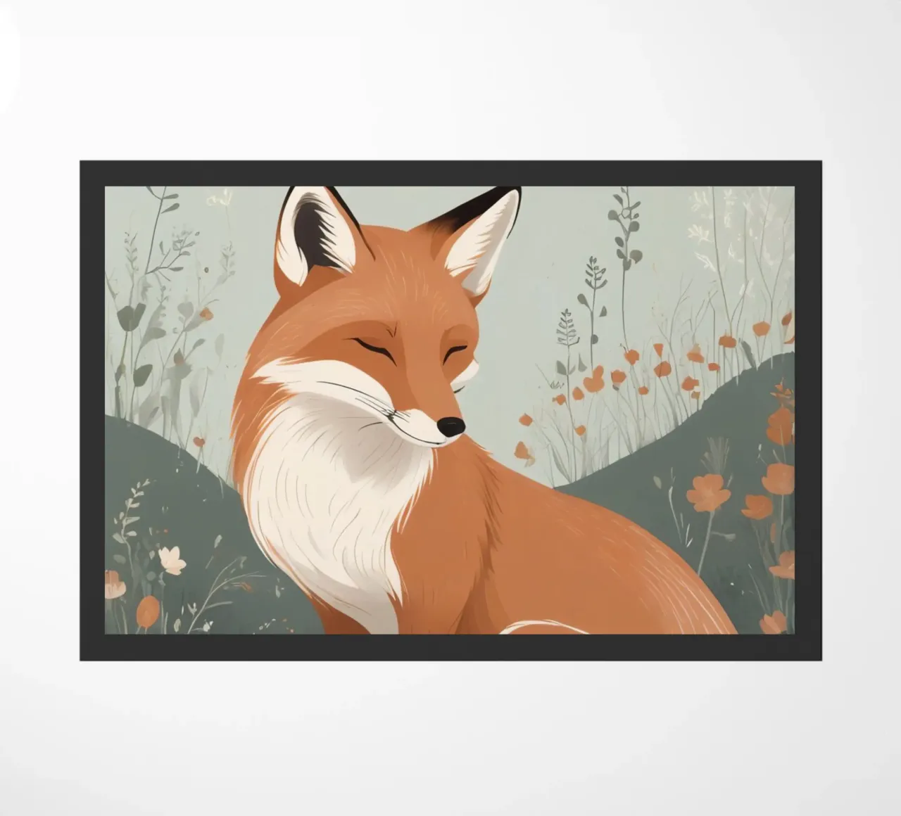 Volpe addormentata in un campo di fiori selvatici zerbino da DesignDoodle