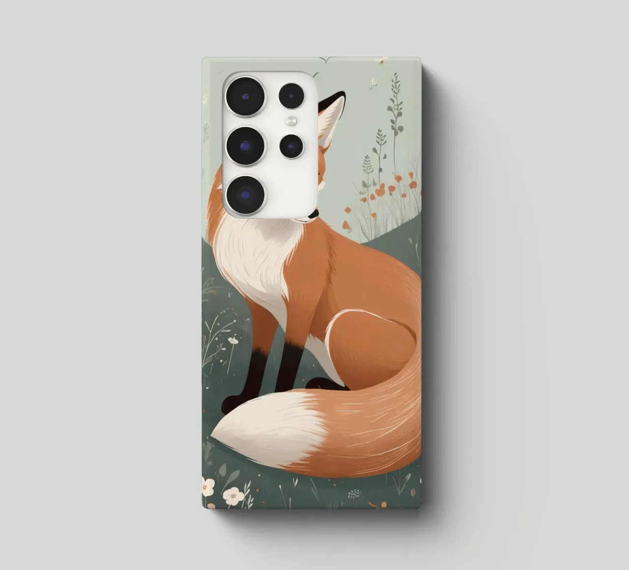 Volpe addormentata in un campo di fiori selvatici cover samsung da DesignDoodle