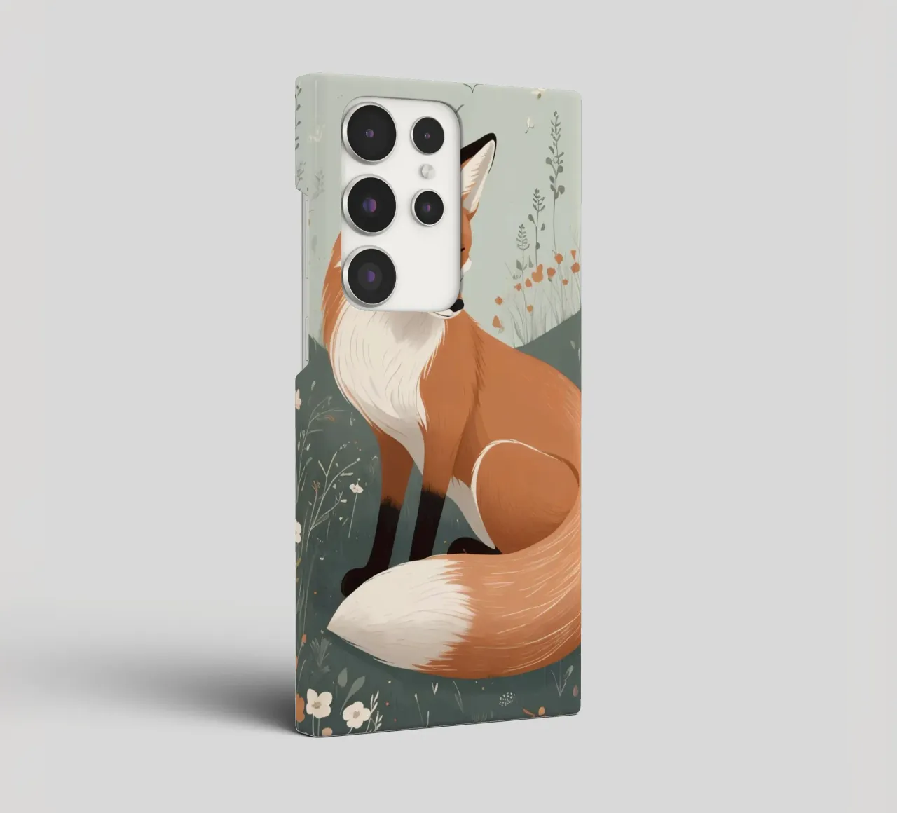 Volpe addormentata in un campo di fiori selvatici cover samsung da DesignDoodle