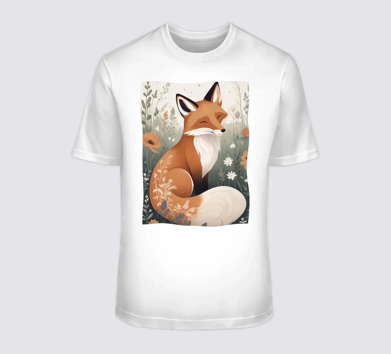 Volpe carina che dorme in un prato di erba alta t-shirt da DesignDoodle