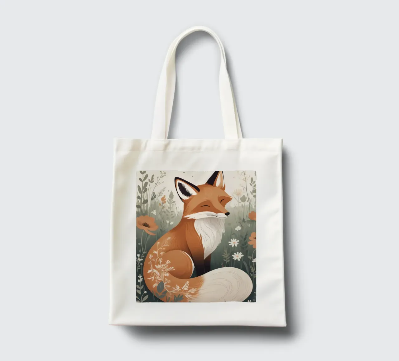 Volpe carina che dorme in un prato di erba alta borsa in juta da DesignDoodle