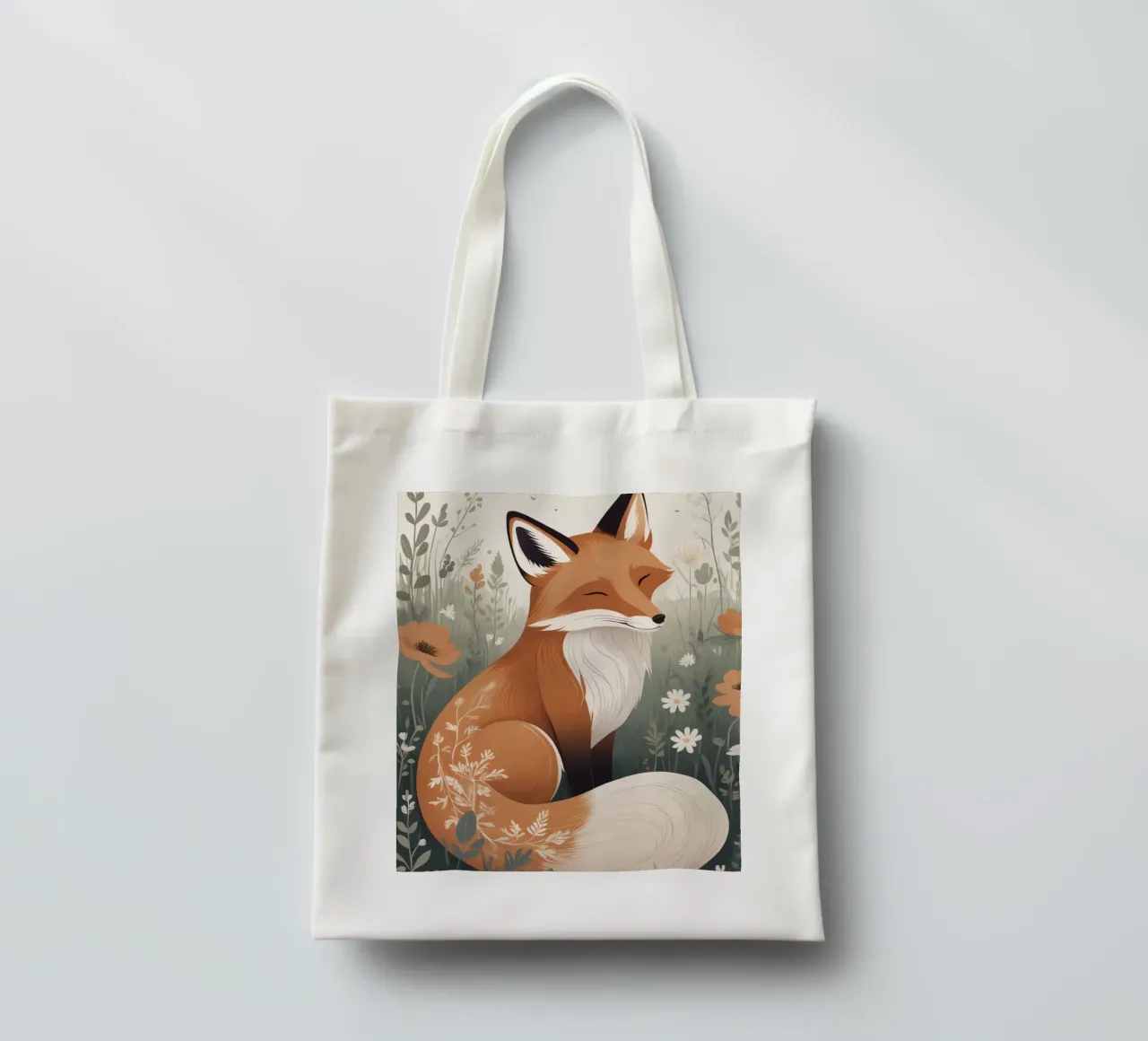 Volpe carina che dorme in un prato di erba alta borsa in juta da DesignDoodle