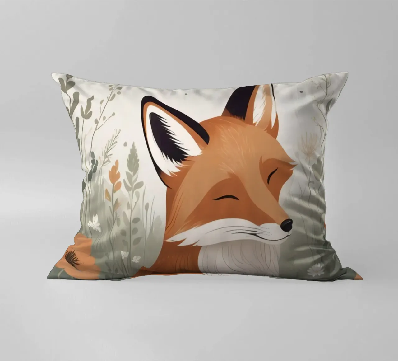 Volpe carina che dorme in un prato di erba alta cuscino da DesignDoodle