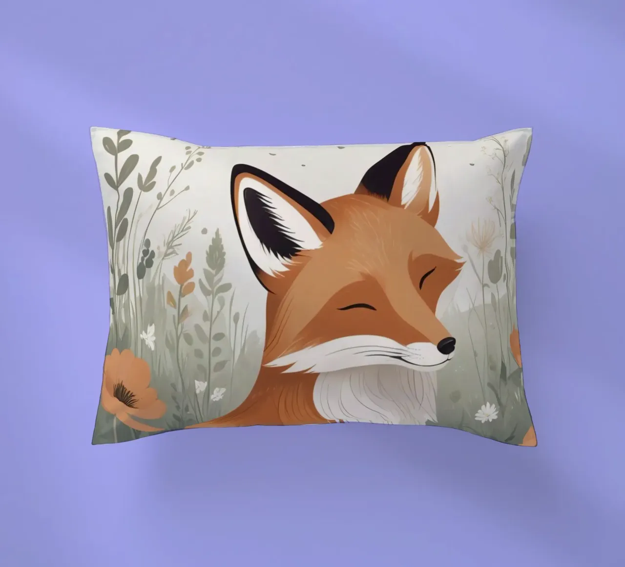 Volpe carina che dorme in un prato di erba alta cuscino da DesignDoodle