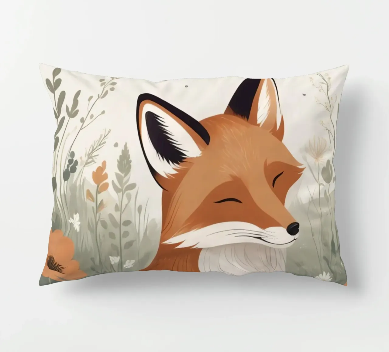 Volpe carina che dorme in un prato di erba alta cuscino da DesignDoodle