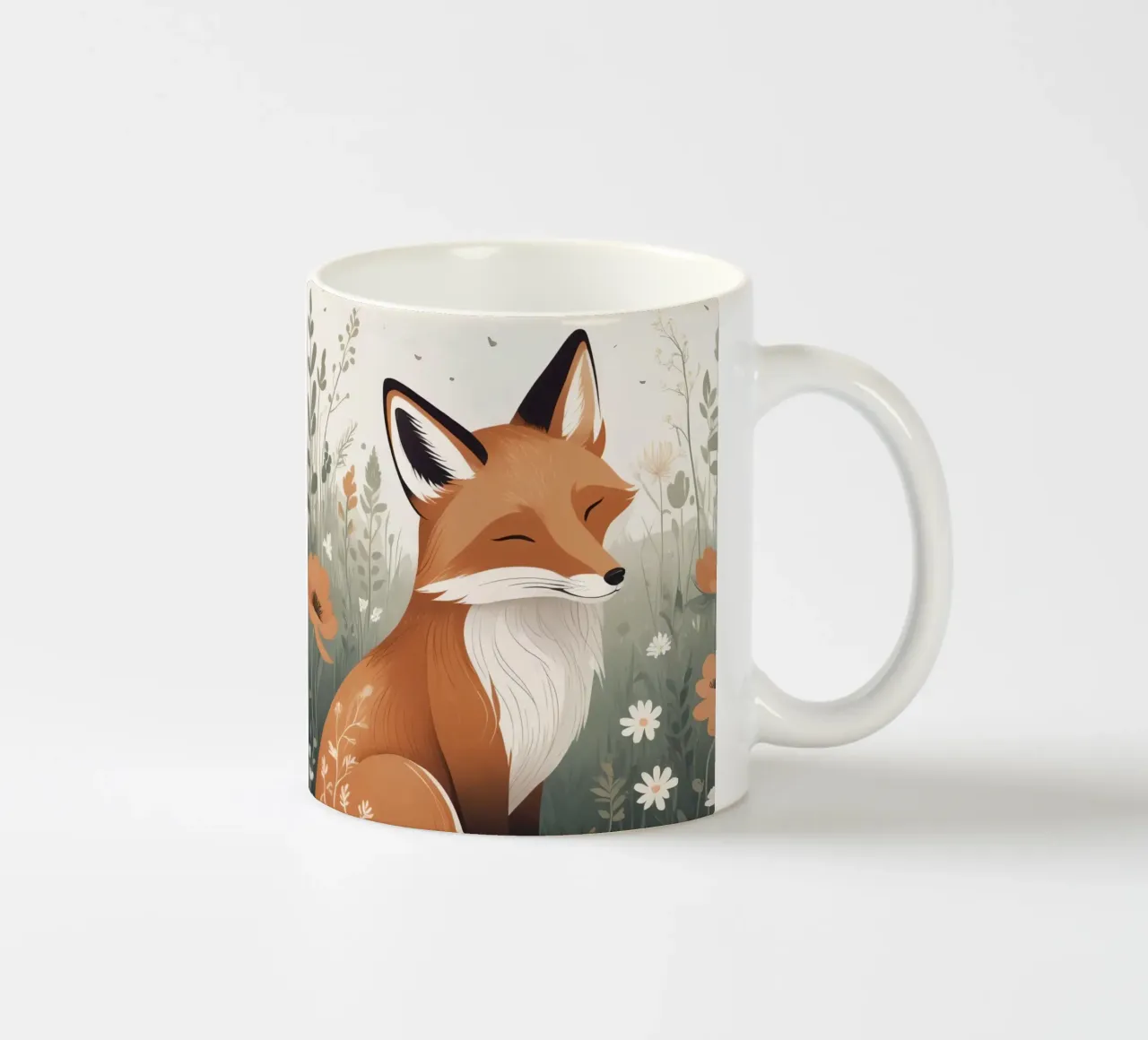 Volpe carina che dorme in un prato di erba alta tazza in ceramica da DesignDoodle