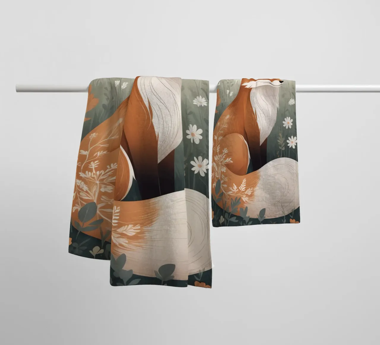 Volpe carina che dorme in un prato di erba alta asciugamano da bagno da DesignDoodle