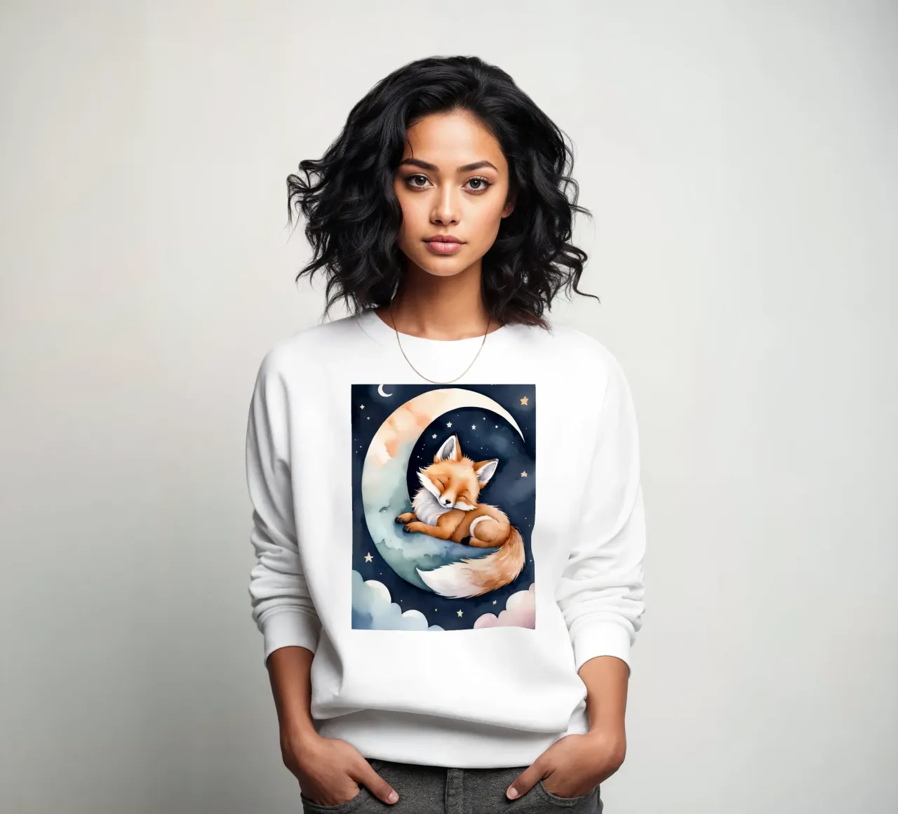 Carino il piccolo Foxy che dorme pacificamente sulla luna crescente felpa da DesignDoodle
