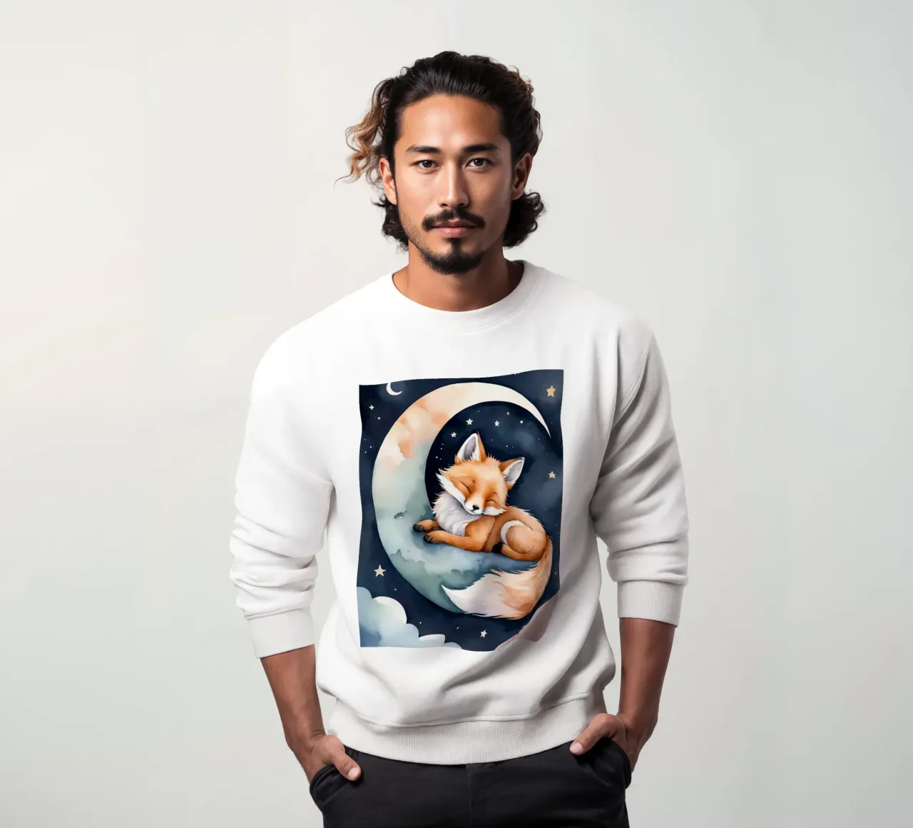 Carino il piccolo Foxy che dorme pacificamente sulla luna crescente felpa da DesignDoodle