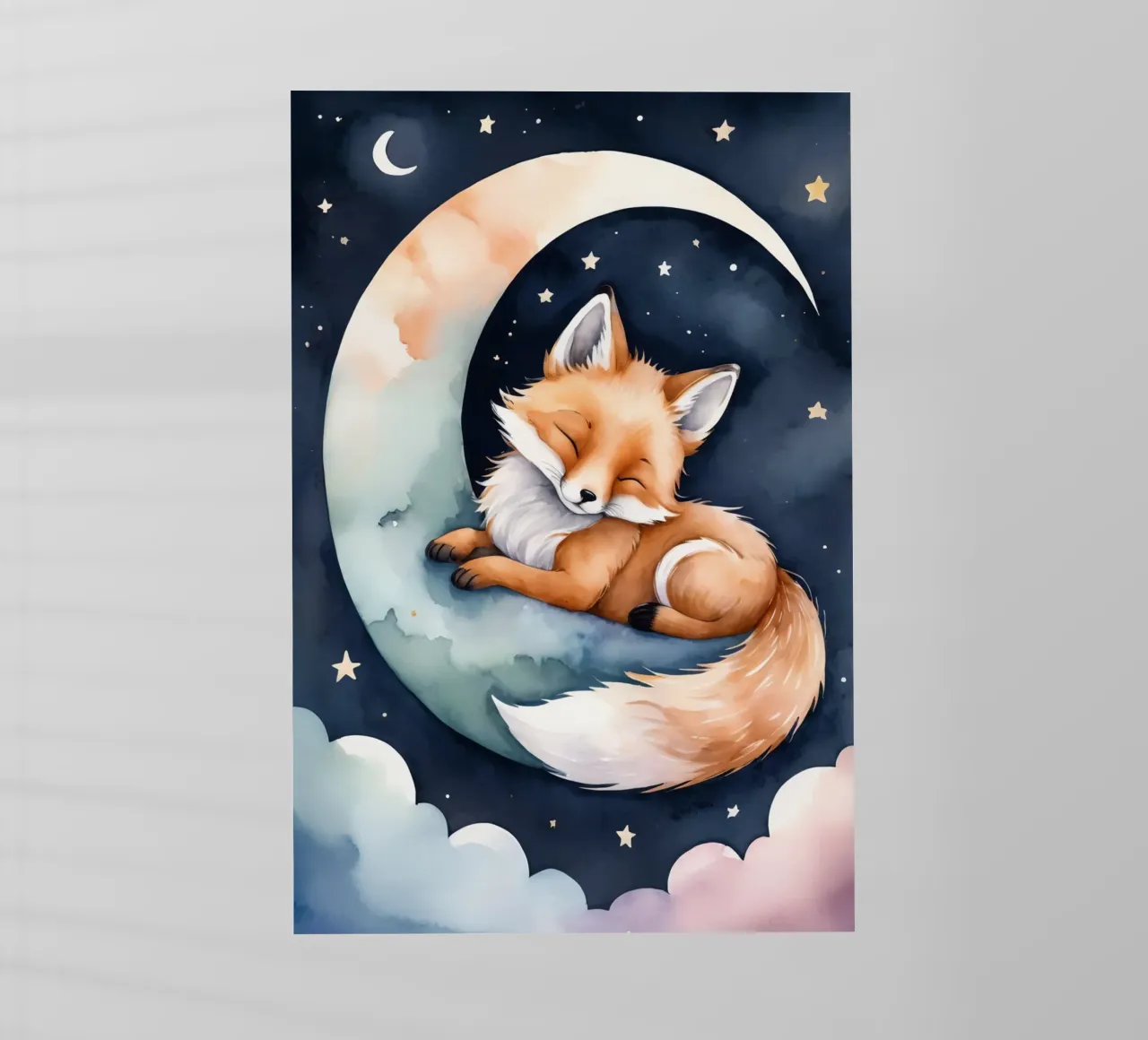 Carino il piccolo Foxy che dorme pacificamente sulla luna crescente pellicola backlit da DesignDoodle