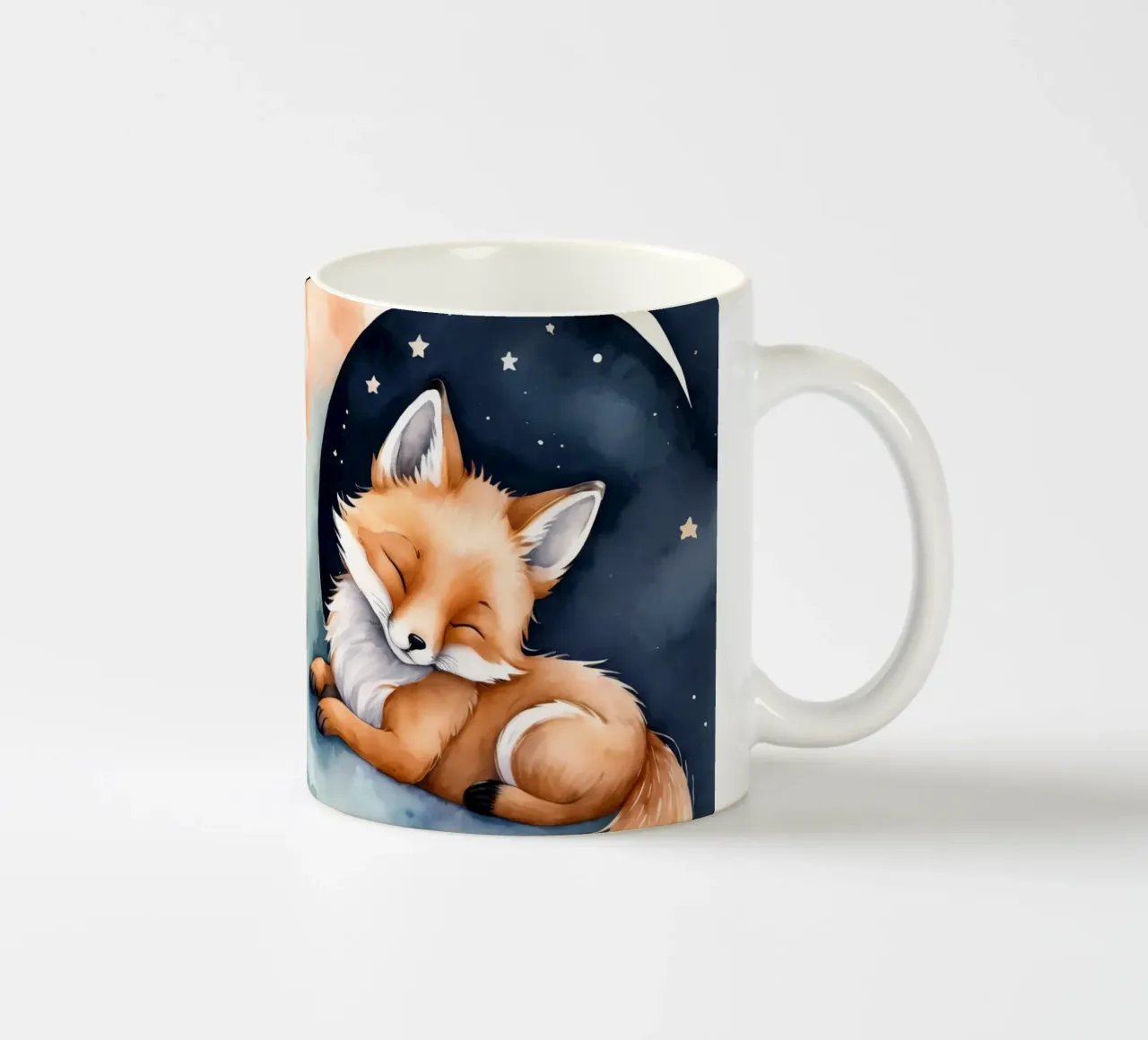 Carino il piccolo Foxy che dorme pacificamente sulla luna crescente tazza in ceramica da DesignDoodle
