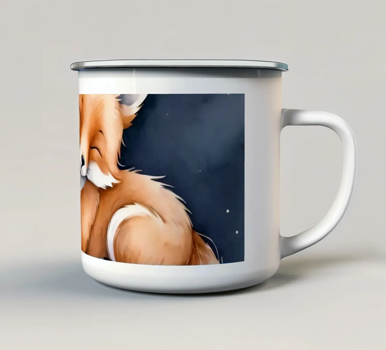 Carino il piccolo Foxy che dorme pacificamente sulla luna crescente tazza in smalto da DesignDoodle