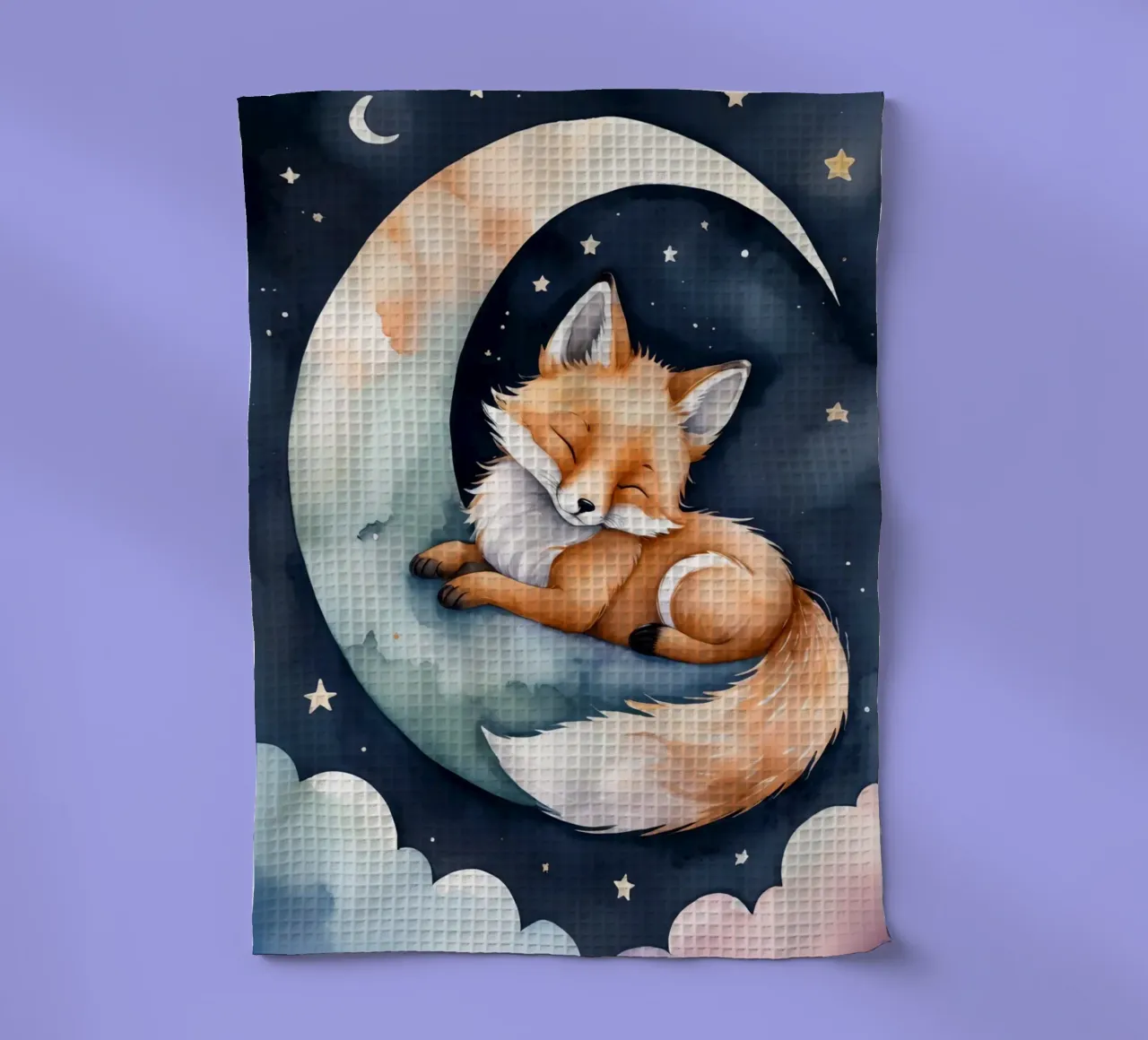 Carino il piccolo Foxy che dorme pacificamente sulla luna crescente canovaccio da cucina da DesignDoodle