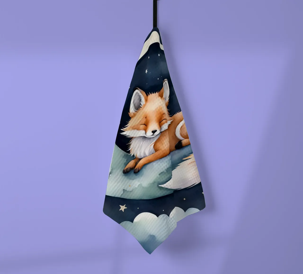 Carino il piccolo Foxy che dorme pacificamente sulla luna crescente canovaccio da cucina da DesignDoodle