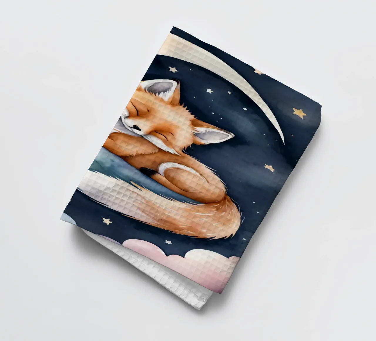Carino il piccolo Foxy che dorme pacificamente sulla luna crescente canovaccio da cucina da DesignDoodle