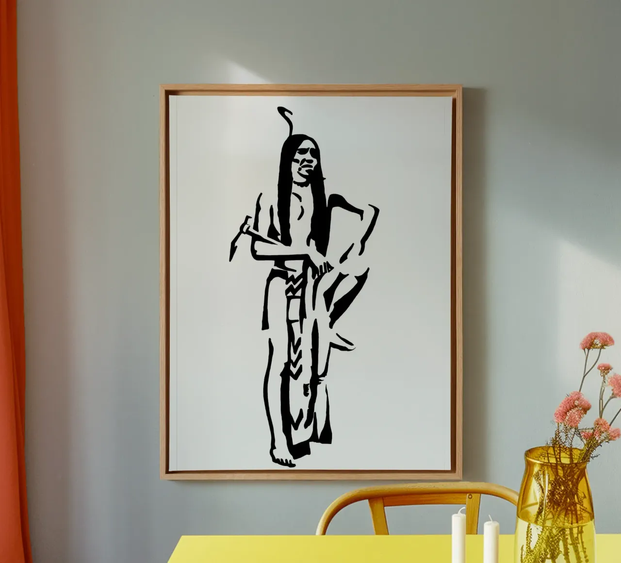 A Native American canvas with Floater frame by Massimo Frascogna