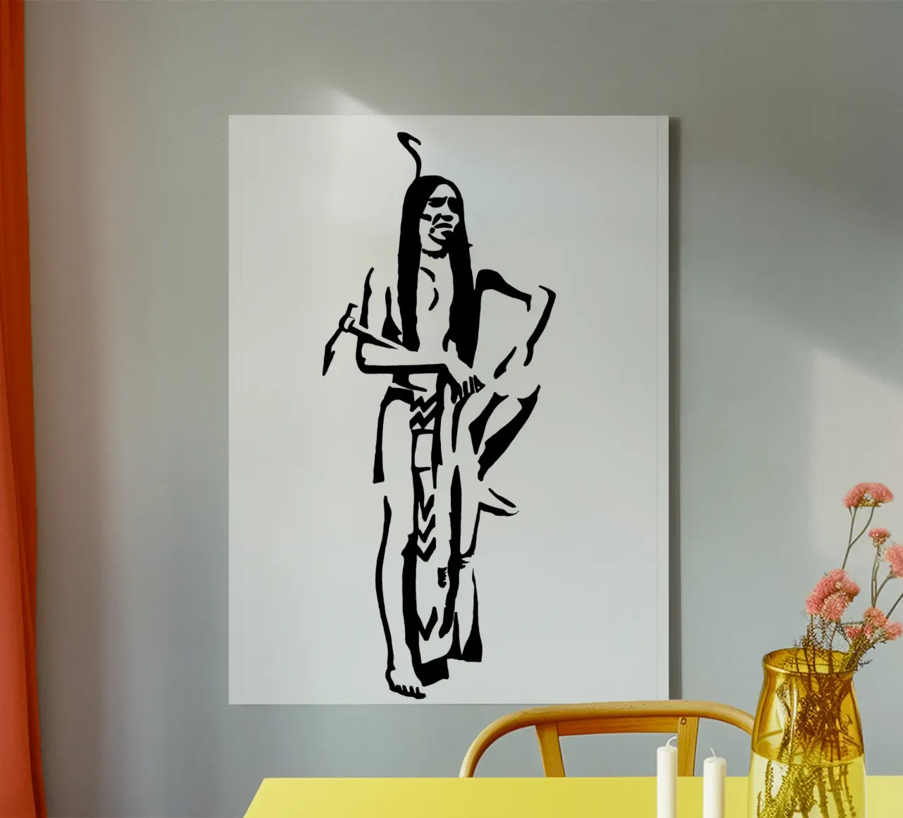 A Native American canvas with Floater frame by Massimo Frascogna