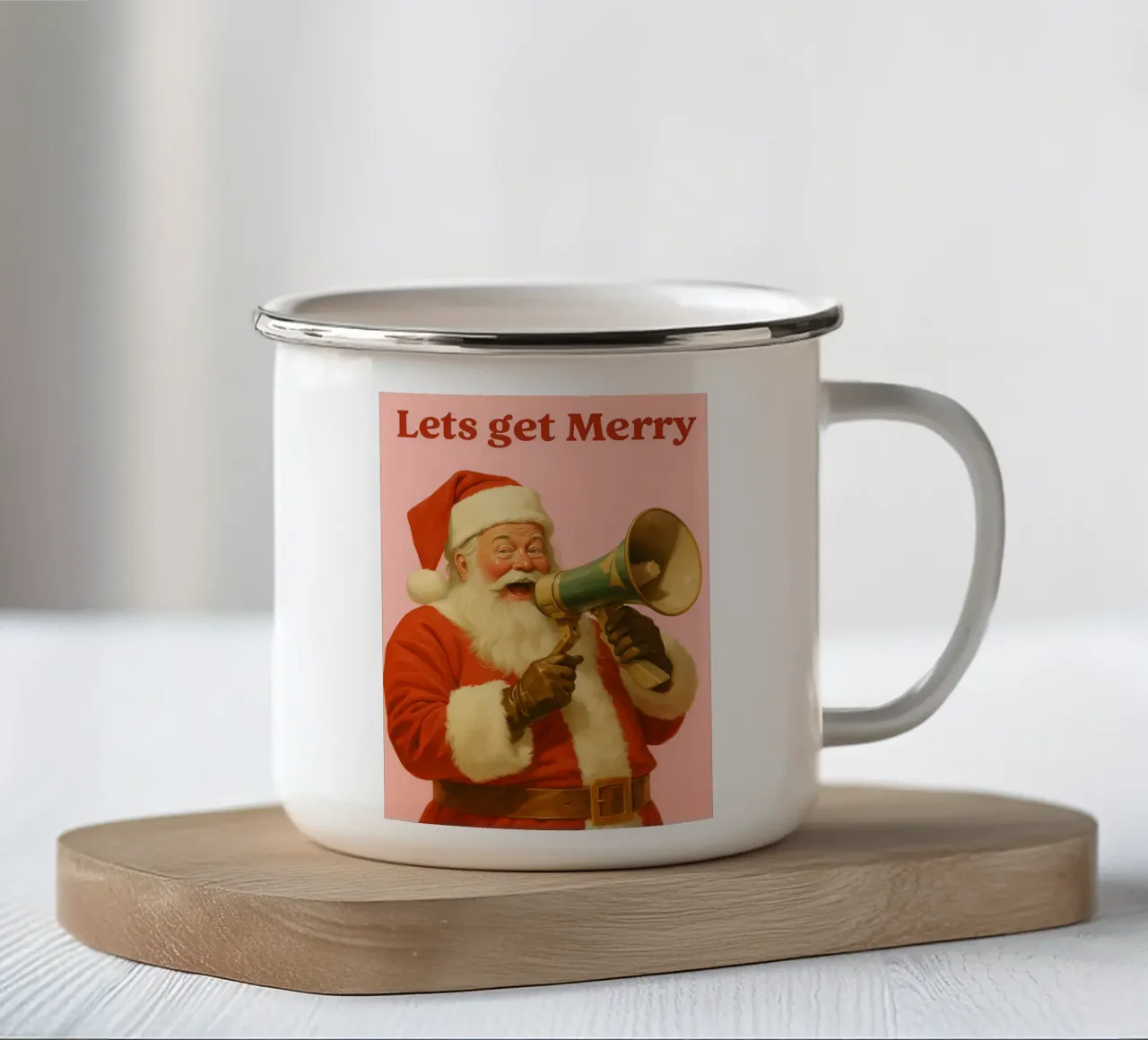 disegno di babbo natale lets get merry christmas tazza in smalto da Raffasya Shop