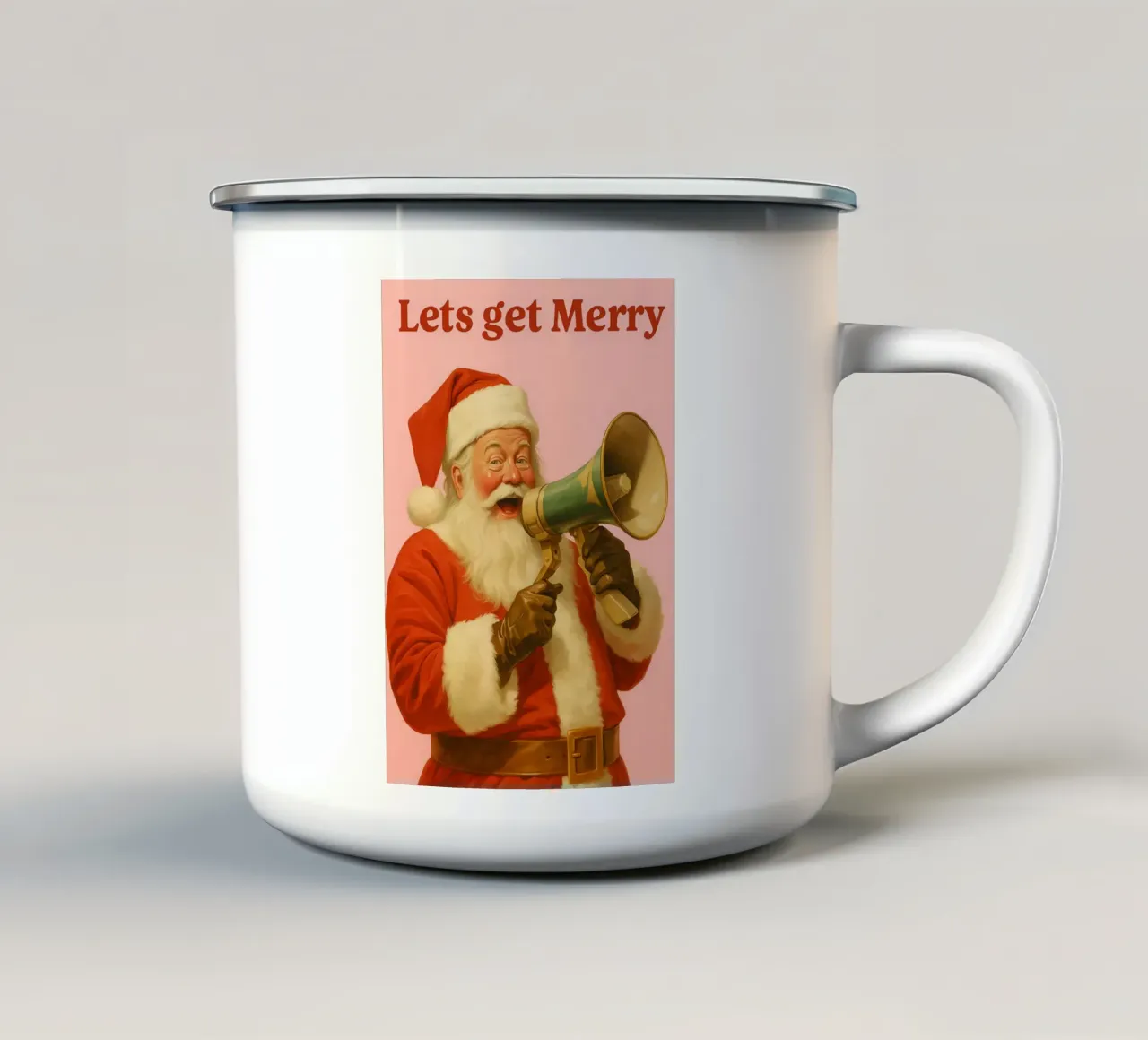 disegno di babbo natale lets get merry christmas tazza in smalto da Raffasya Shop