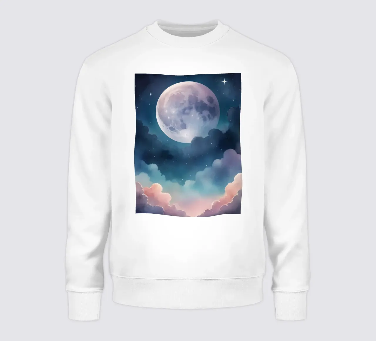 Luna piena e nuvole sognanti in un cielo stellato felpa da DesignDoodle