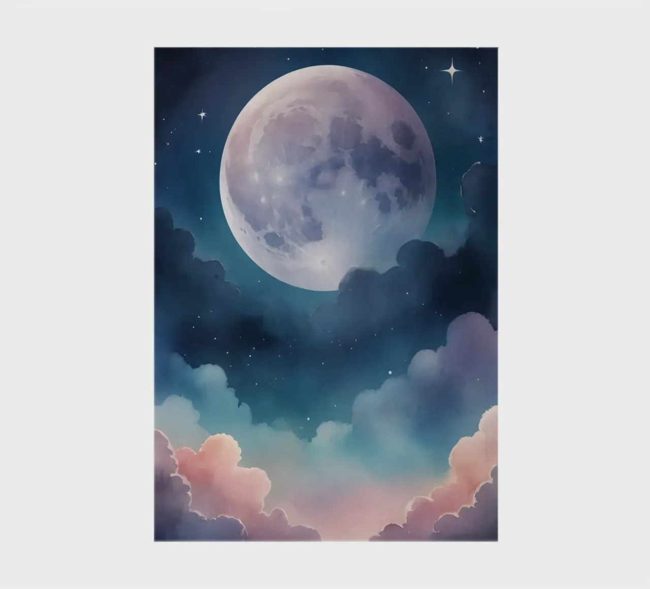 Dreamy Full Moon and Clouds in a Starry Sky notebook by DesignDoodle
