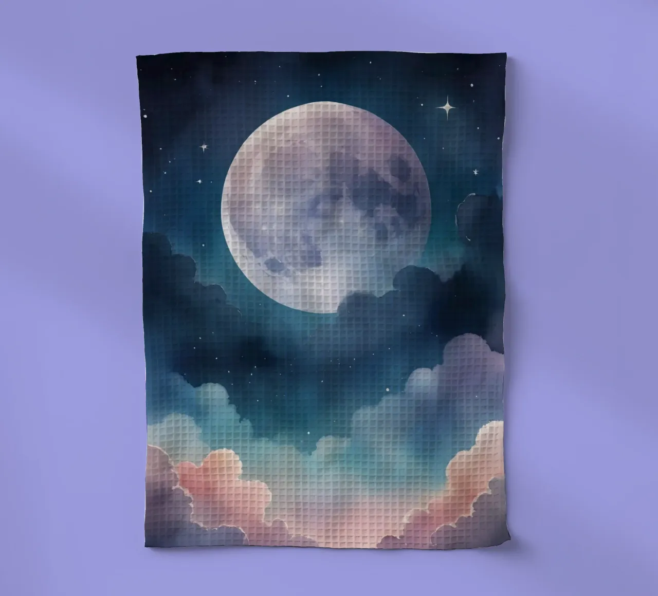 Pleine lune de rêve et nuages dans un ciel étoilé torchon de DesignDoodle