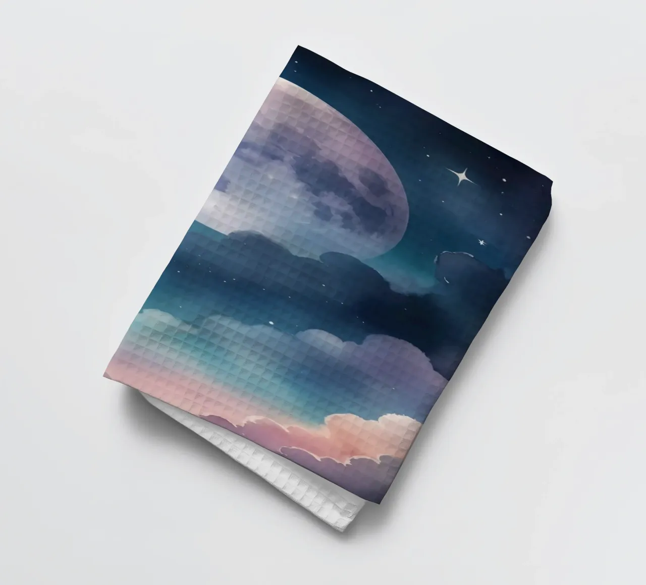Pleine lune de rêve et nuages dans un ciel étoilé torchon de DesignDoodle