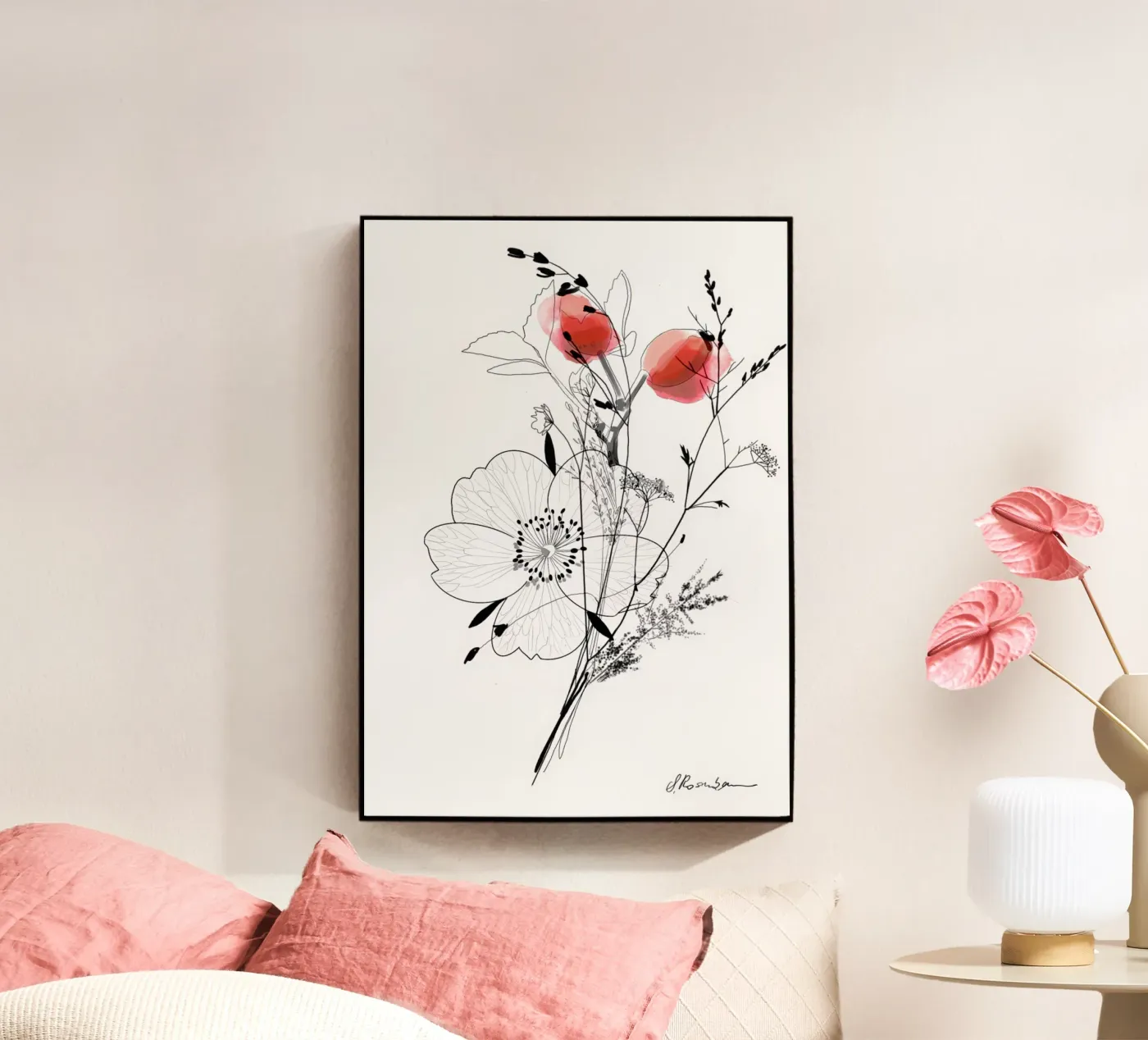 Wildrose acryl van SaraRosenbaum