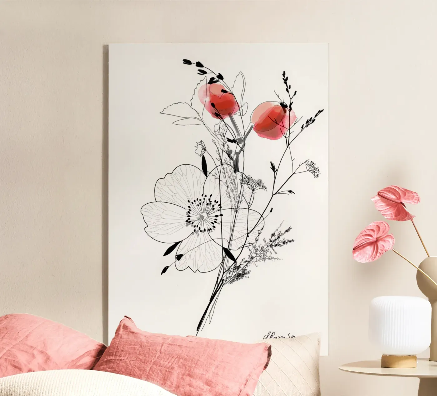 Wildrose acryl van SaraRosenbaum
