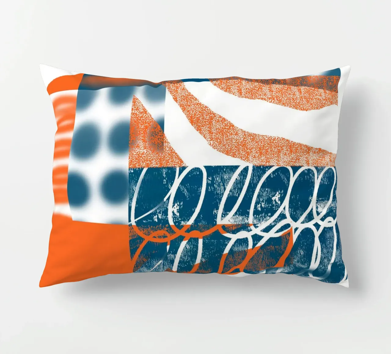Astratto arancione e blu cuscino da Kim Hubball Studio