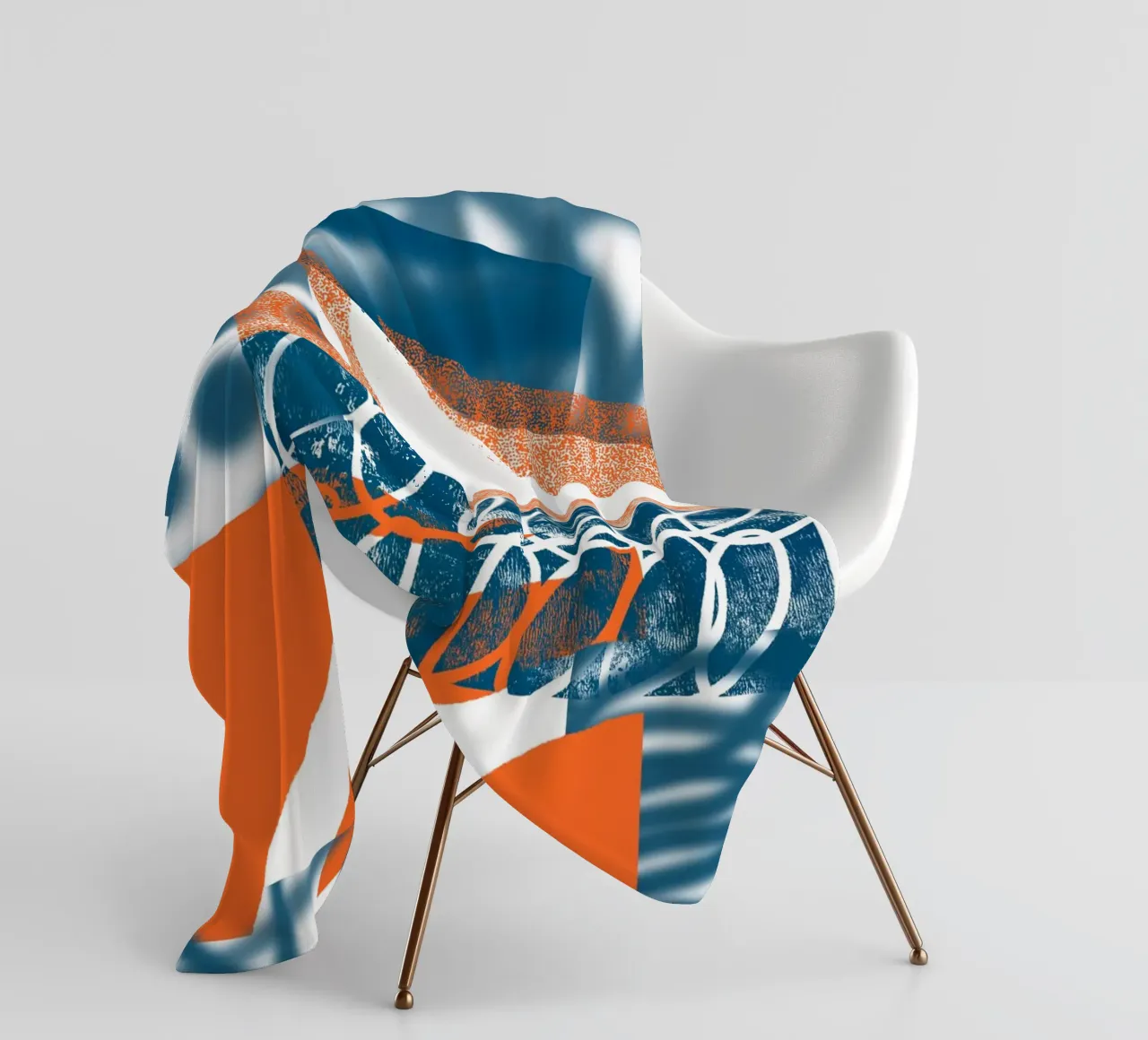 Orange and Blue Abstract fleece blanket by Kim Hubball Studio