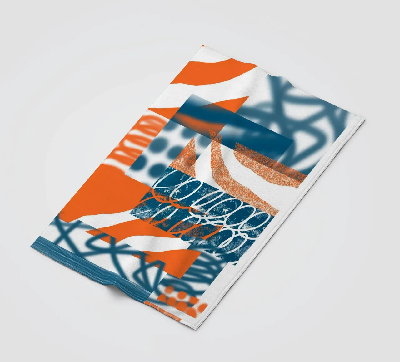 Orange and Blue Abstract fleece blanket by Kim Hubball Studio