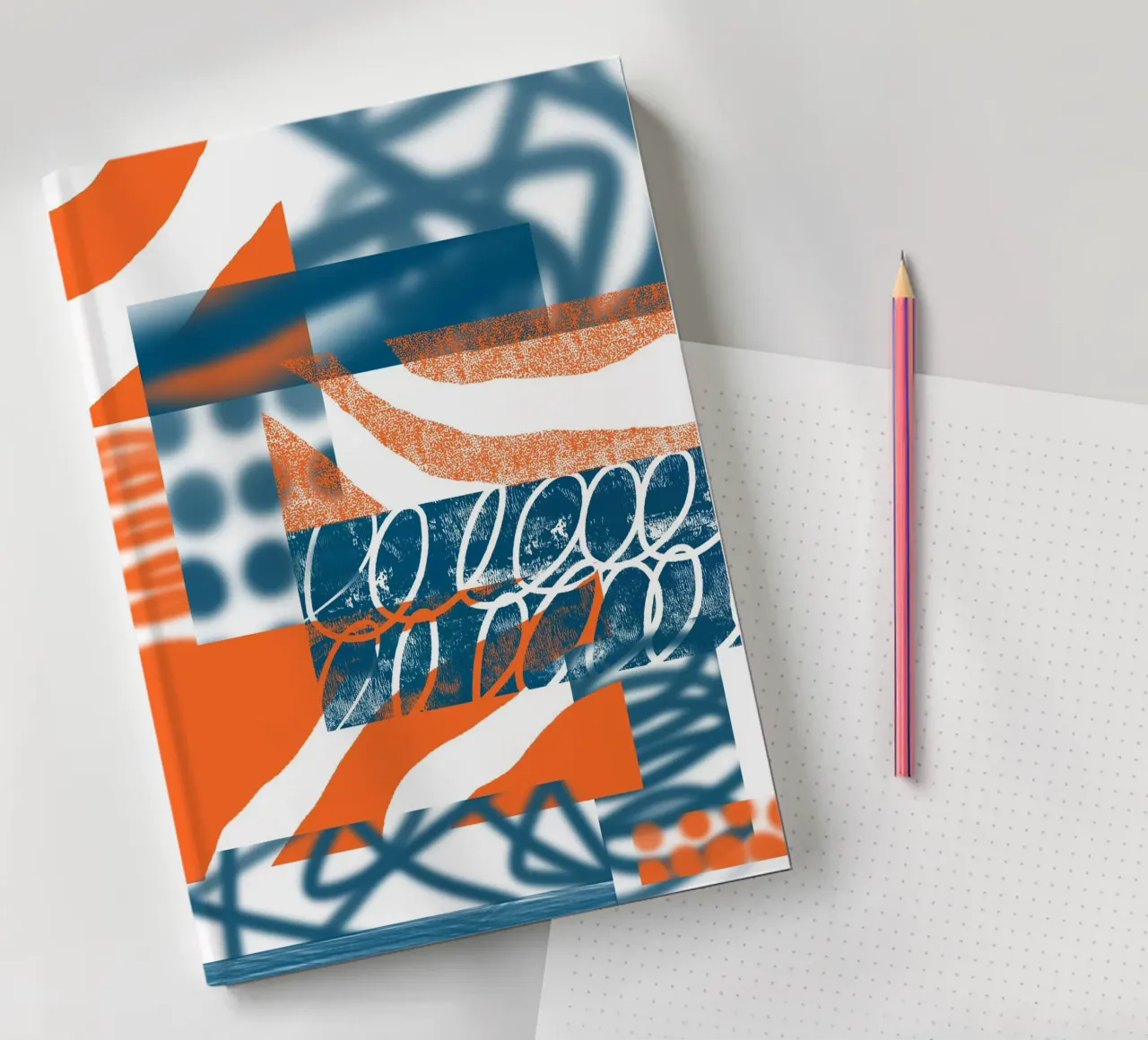 Orange and Blue Abstract notebook by Kim Hubball Studio