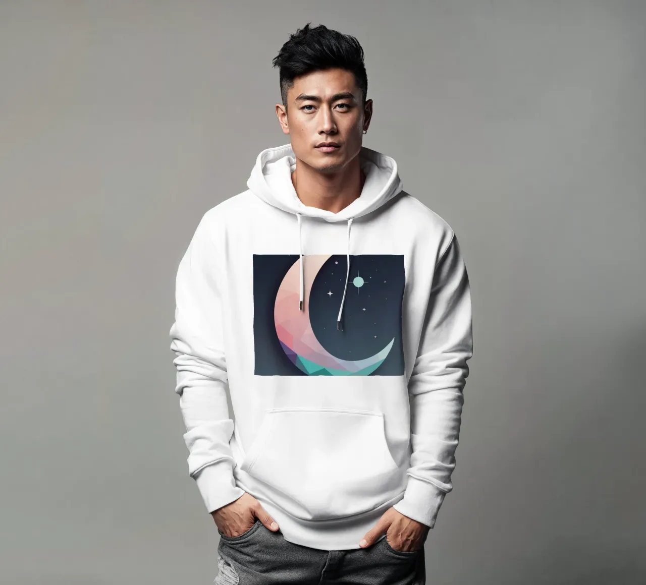 Mezzaluna geometrica e stelle felpa con cappuccio da DesignDoodle
