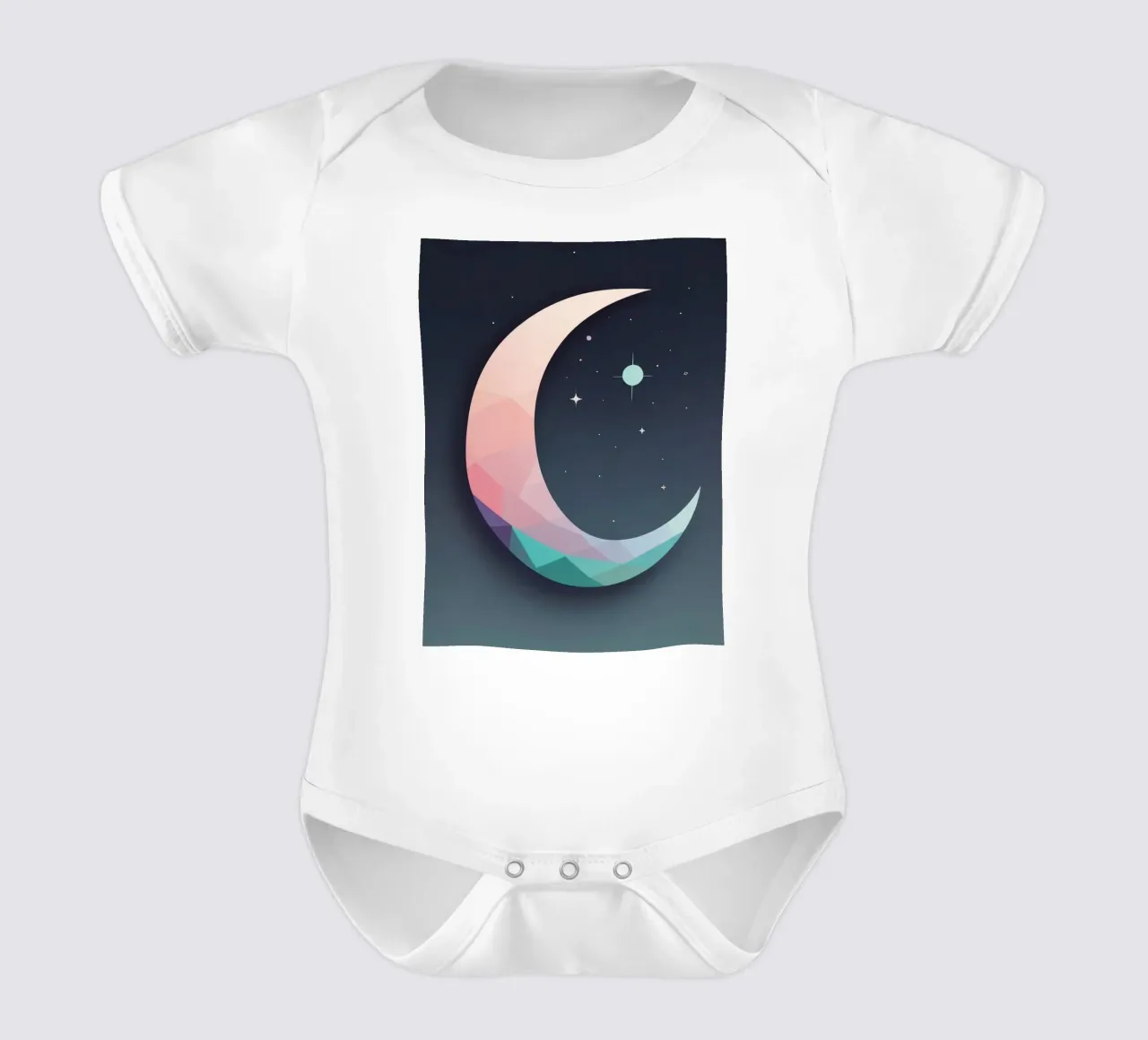 Mezzaluna geometrica e stelle body neonato maniche corte da DesignDoodle