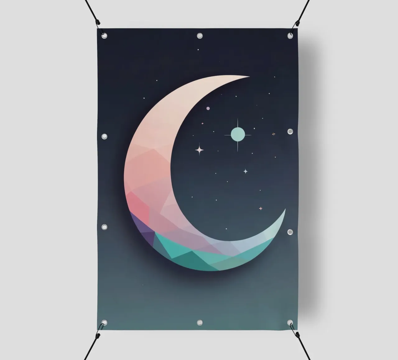 Mezzaluna geometrica e stelle telo in pvc da DesignDoodle